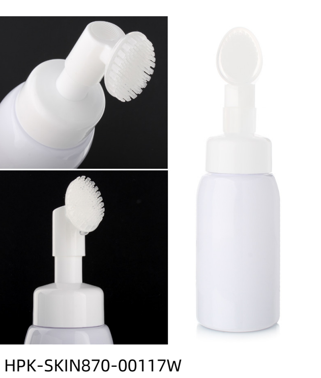 White  Plastic Oval Brush Head Foam Pump Bottle